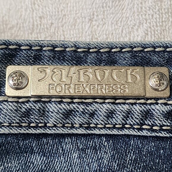 Women's Rerock EXPRESS Barely Boot Y2K Flare Western Low Rise Jeans NWOT Sz 12R - Picture 12 of 13